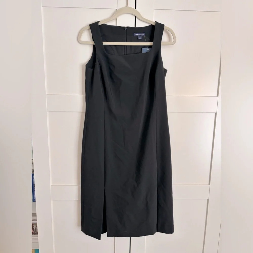 Lands End Black Square Neck Dress Size 6 NWT
